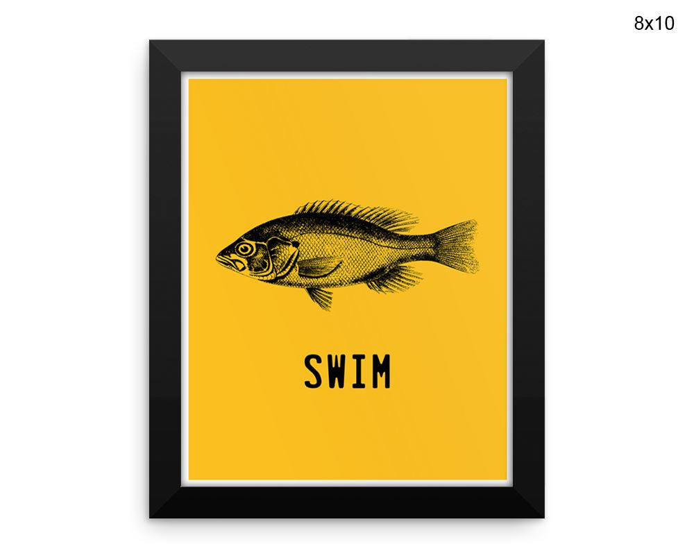 Swim Fish Print, Beautiful Wall Art with Frame and Canvas options available Office Decor