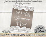 Brown And Silver Traditional Lace Bridal Shower Theme: Days Until I Do - countdown sign, bridal filigree, party organization, prints - Z2DRE - Digital Product