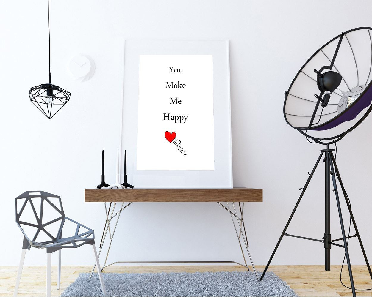 Wall Art You Make Me Happy Digital Print You Make Me Happy Poster Art You Make Me Happy Wall Art Print You Make Me Happy Typography Art You - Digital Download