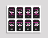 Bowling Gift Tags, Pink Black Birthday Party Thank You Tags, Bowling Printable Tags, Bowling Favor Tags Girl, WYP5V