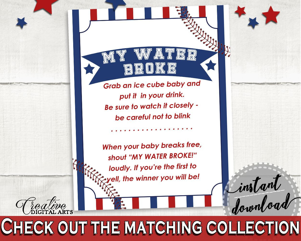 My Water Broke Baby Shower My Water Broke Baseball Baby Shower My Water Broke Baby Shower Baseball My Water Broke Blue Red - YKN4H - Digital Product