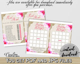 Roses On Wood Bridal Shower Games Bundle in Pink And Beige, games kit, wood and roses, party plan, party planning, party stuff - B9MAI - Digital Product