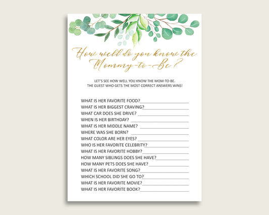 Green Gold How Well Do You Know Mommy Game, Greenery Baby Shower Gender Neutral, Who Knows Mommy Best Printable, Most Popular Y8X33