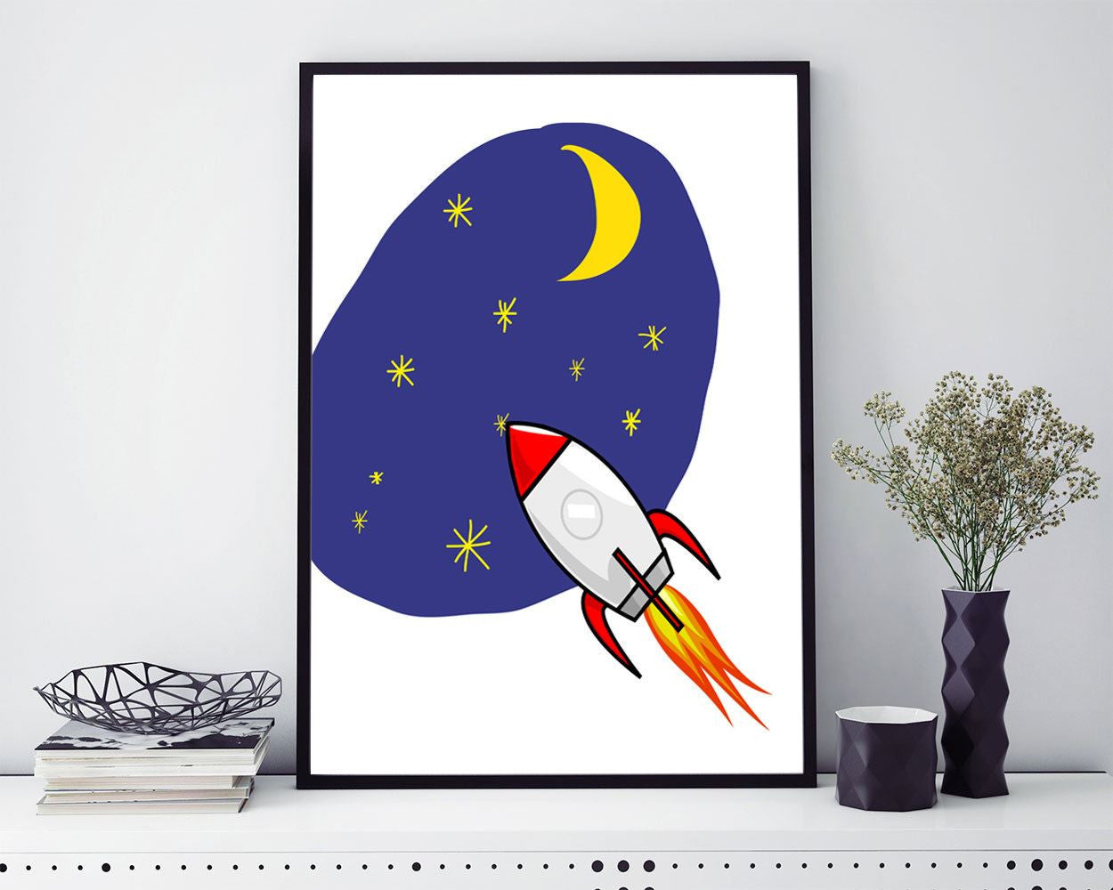 Wall Decor Space Printable Rocket Prints Space Sign Rocket Nursery Art Rocket Nursery Print Space Printable Art Space stars - Digital Download