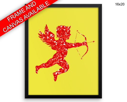 Red Cupid Print, Beautiful Wall Art with Frame and Canvas options available Love Decor