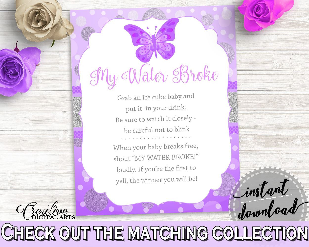 My Water Broke Baby Shower My Water Broke Butterfly Baby Shower My Water Broke Baby Shower Butterfly My Water Broke Purple Pink 7AANK - Digital Product