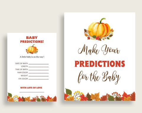 Baby Predictions Baby Shower Baby Predictions Fall Baby Shower Baby Predictions Baby Shower Pumpkin Baby Predictions Orange Brown BPK3D - Digital Product