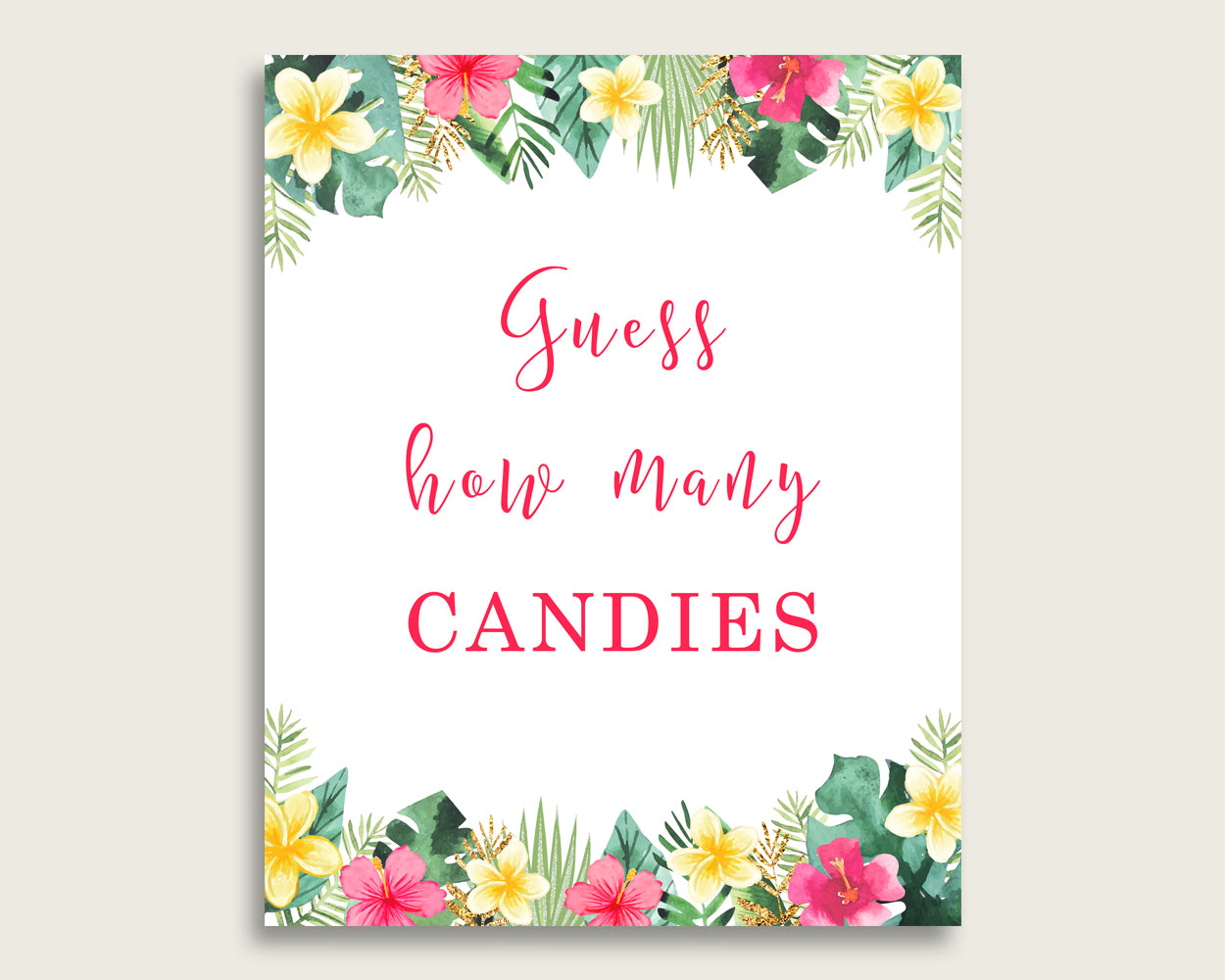 Pink Green Candy Guessing Game, Hawaiian Baby Shower Girl Sign And Cards, Guess How Many Candies, Candy Jar Game, Jelly Beans, Instant 955MG