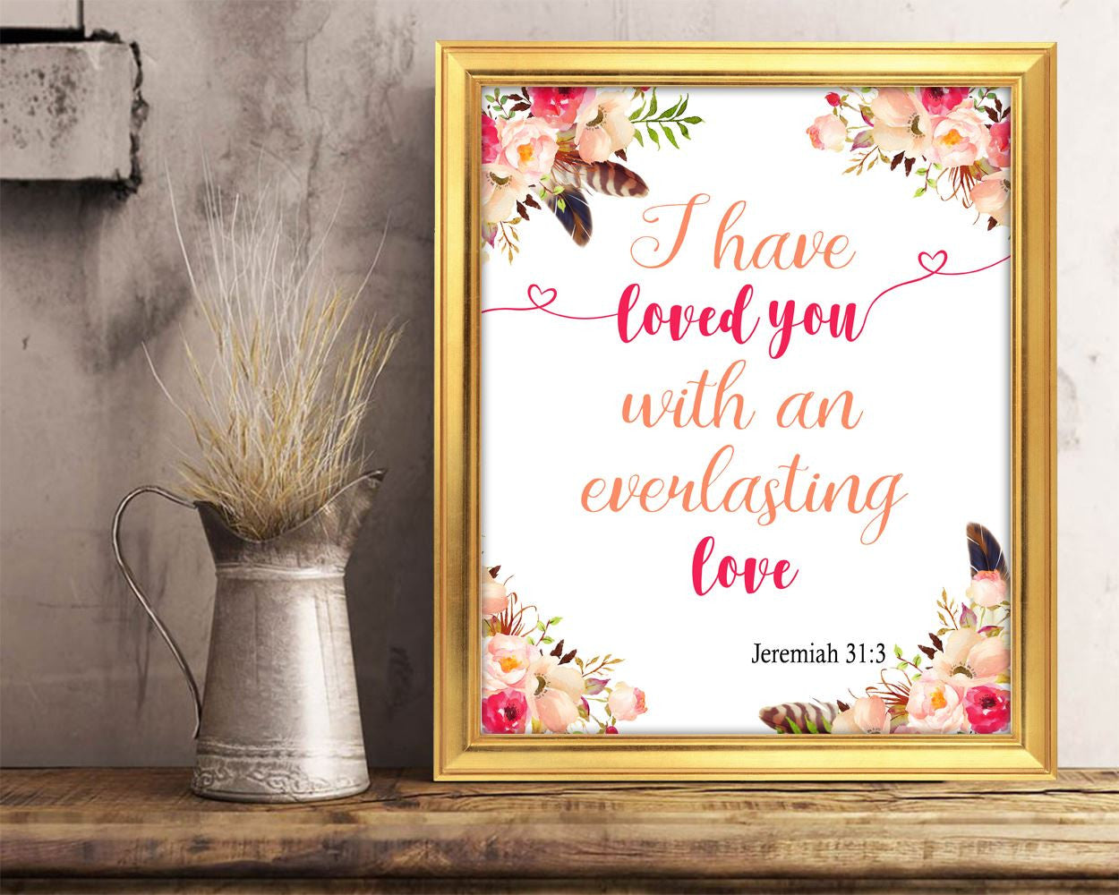 Wall Art Jeremiah Digital Print Christian Poster Art Jeremiah Wall Art Print Christian  Wall Decor Jeremiah everlasting love verse printable - Digital Download