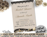 Brown And Beige Seashells And Pearls Bridal Shower Theme: Editable Bridal Shower Invitation - bridal shower invite, pdf jpg - 65924 - Digital Product