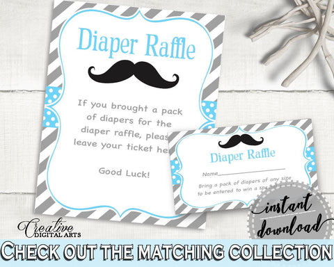 Diaper Raffle, Baby Shower Diaper Raffle, Mustache Baby Shower Diaper Raffle, Baby Shower Mustache Diaper Raffle Blue Gray prints 9P2QW - Digital Product