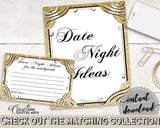 Date Night Ideas in Glittering Gold Bridal Shower Gold And Yellow Theme, bride date night, aureate shower, party decorations, prints - JTD7P - Digital Product