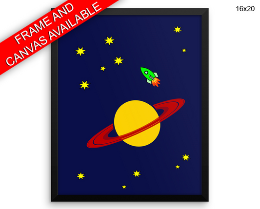 Planet Stars Print, Beautiful Wall Art with Frame and Canvas options available Nursery Decor