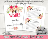 Wishes For The Soon To Be Mrs in Bohemian Flowers Bridal Shower Pink And Red Theme, advice well wishes, party organization, prints - 06D7T - Digital Product
