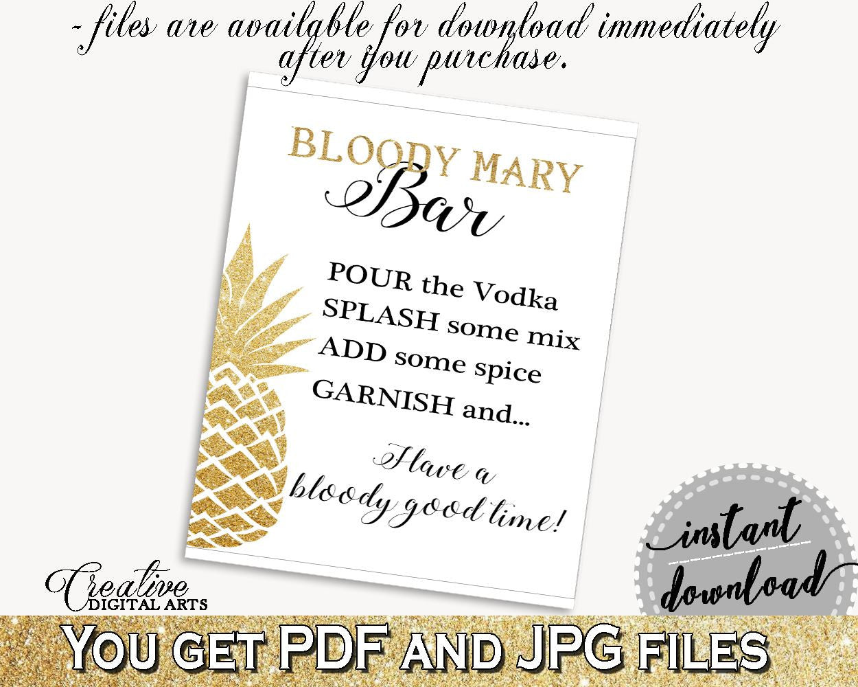 Bloody Mary Bar Sign Bridal Shower Bloody Mary Bar Sign Pineapple Bridal Shower Bloody Mary Bar Sign Bridal Shower Pineapple Bloody 86GZU - Digital Product