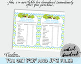 WHO KNOWS MOMMY BEST baby shower game with green alligator and blue color theme, instant download - ap002