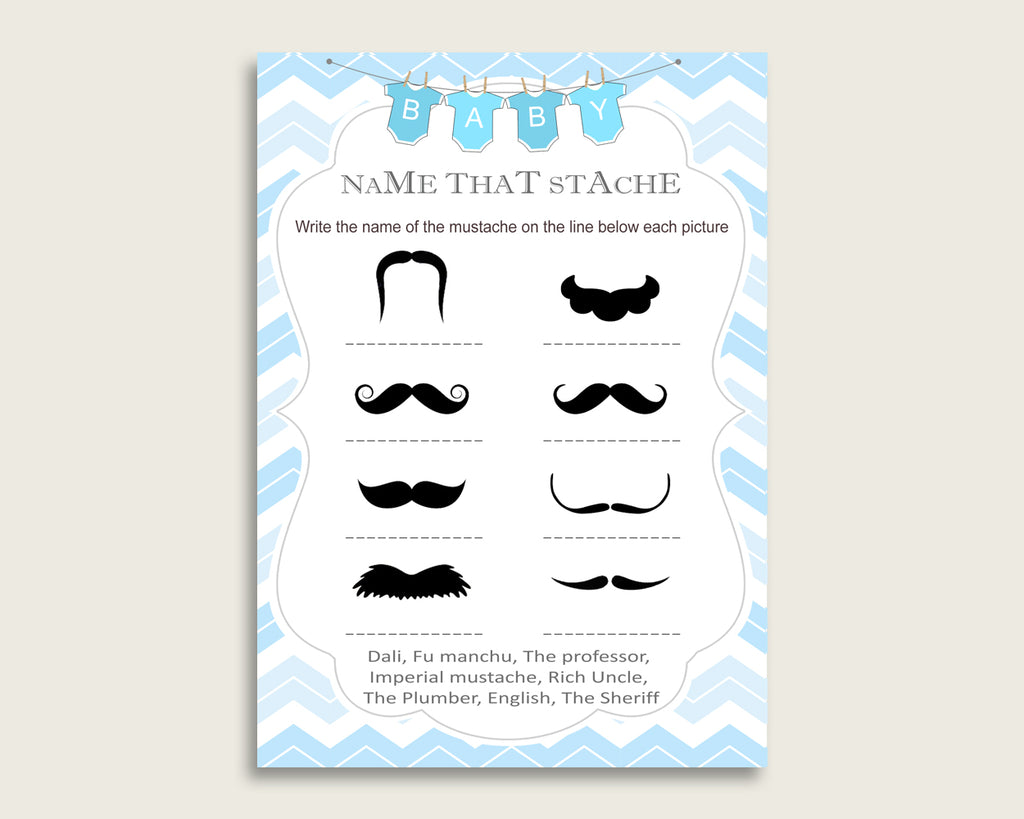 Name That Stache Baby Shower Name That Stache Chevron Baby Shower Name That Stache Blue White Baby Shower Chevron Name That Stache cbl01
