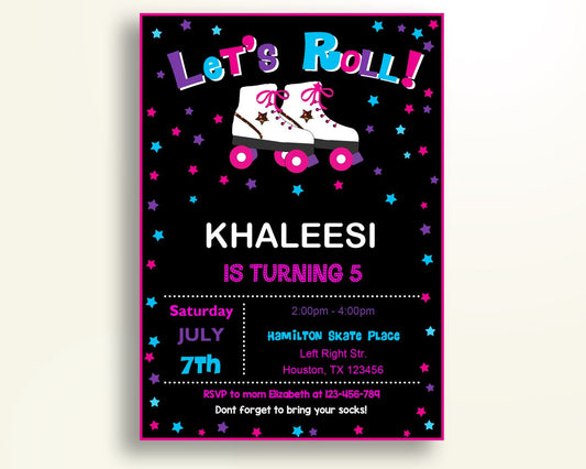 Roller Skates Birthday Invitation Roller Skates Birthday Party Invitation Roller Skates Birthday Party Roller Skates Invitation Girl 58769 - Digital Product