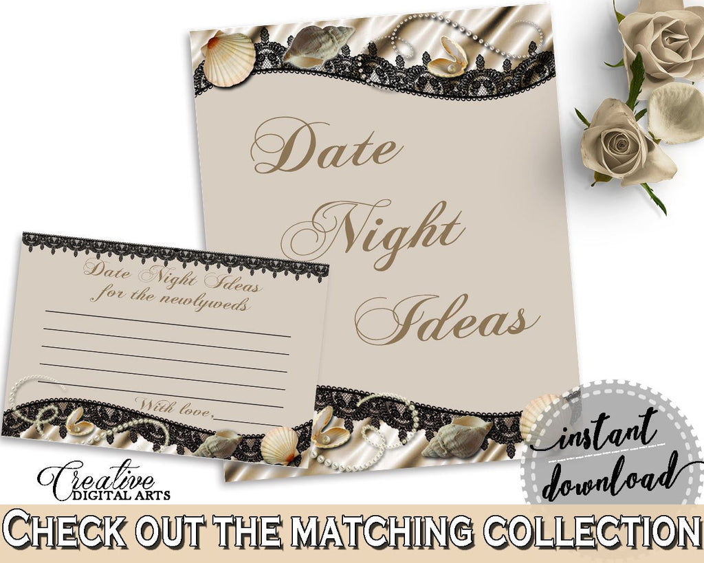 Brown And Beige Seashells And Pearls Bridal Shower Theme: Date Night Ideas - hens night, nautical theme, party plan, party planning - 65924 - Digital Product
