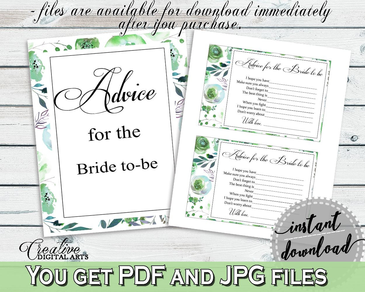 Advice Cards Bridal Shower Advice Cards Botanic Watercolor Bridal Shower Advice Cards Bridal Shower Botanic Watercolor Advice Cards 1LIZN - Digital Product