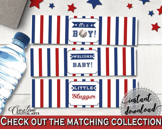 Bottle Labels Baby Shower Bottle Labels Baseball Baby Shower Bottle Labels Baby Shower Baseball Bottle Labels Blue Red party ideas YKN4H - Digital Product