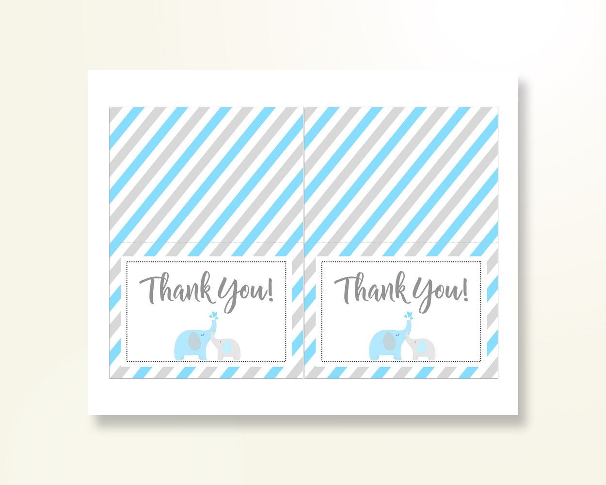 Thank You Card Baby Shower Thank You Card Elephant Baby Shower Thank You Card Blue Gray Baby Shower Elephant Thank You Card pdf jpg C0U64 - Digital Product