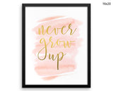 Never Grow Up Print, Beautiful Wall Art with Frame and Canvas options available Girl Decor