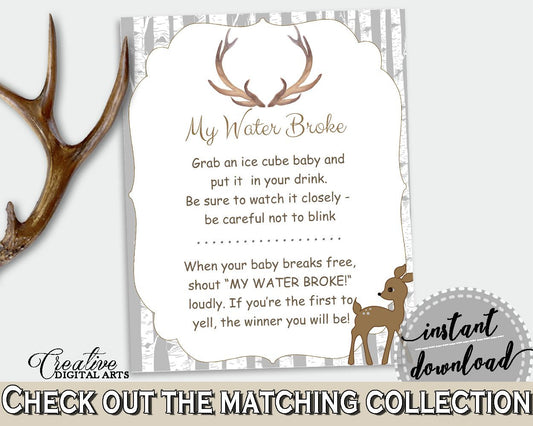 My Water Broke Baby Shower My Water Broke Deer Baby Shower My Water Broke Baby Shower Deer My Water Broke Gray Brown - Z20R3 - Digital Product