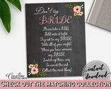 Chalkboard Flowers Bridal Shower Don't Say Bride in Black And Pink, take a ring, chalk bridal shower, paper supplies, party decor - RBZRX - Digital Product