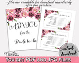 Advice Cards Bridal Shower Advice Cards Floral Bridal Shower Advice Cards Bridal Shower Floral Advice Cards Pink Purple party decor - BQ24C - Digital Product