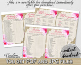 Roses On Wood Bridal Shower Games Bundle in Pink And Beige, games kit, wood and roses, party plan, party planning, party stuff - B9MAI - Digital Product