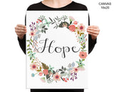 Hope Print, Beautiful Wall Art with Frame and Canvas options available Inspirational Decor