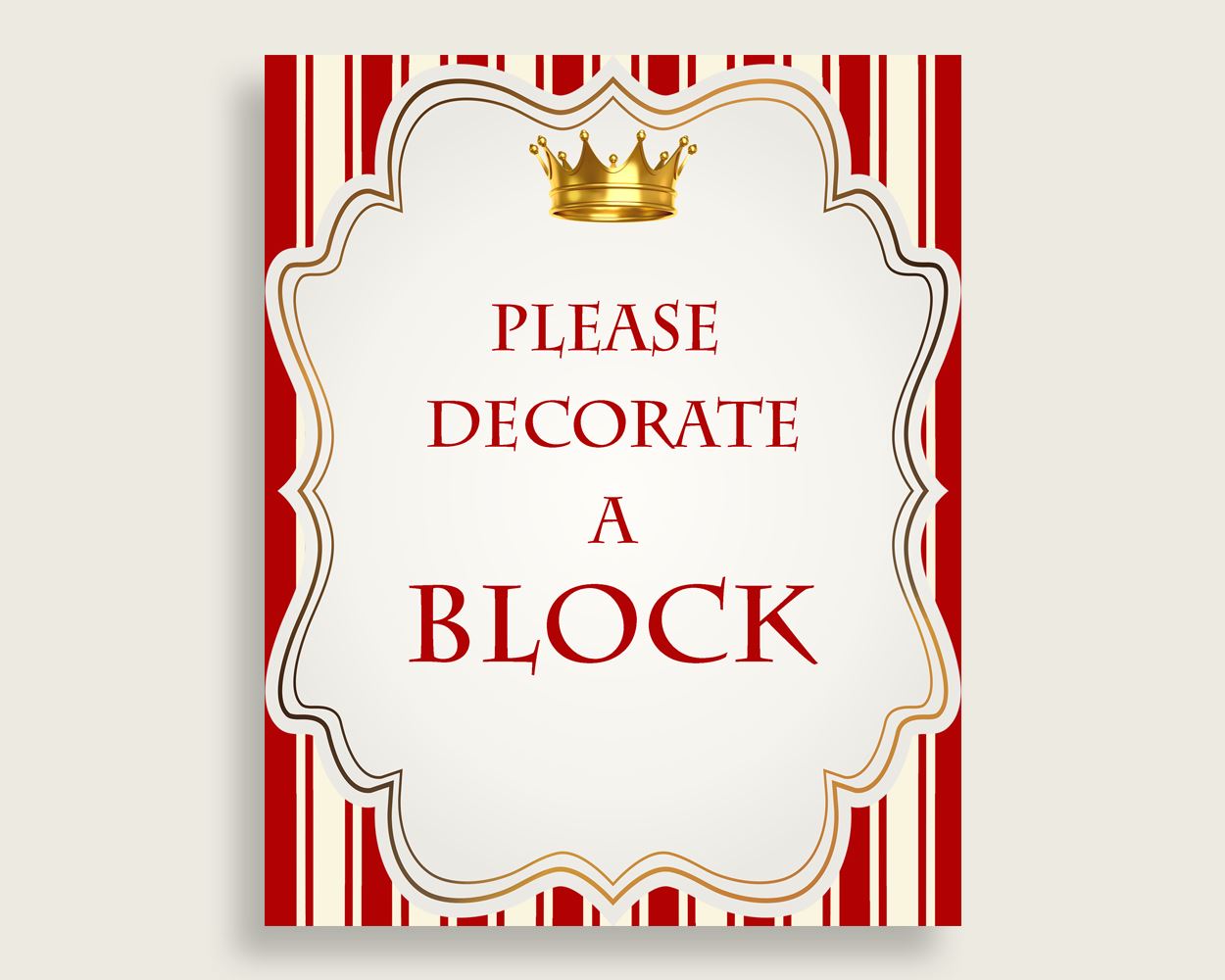 Red Gold Please Sign A Block Sign and Decoarate A Block Sign Printables, Prince Boy Baby Shower Decor, Instant Download, Most Popular, 92EDX