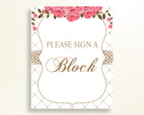 Sign A Block Baby Shower Decorate A Block Roses Baby Shower Sign A Block Baby Shower Roses Decorate A Block Pink White party decor U3FPX