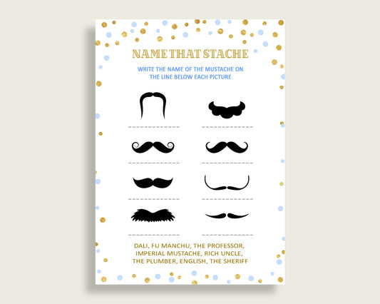 Name That Stache Baby Shower Name That Stache Confetti Baby Shower Name That Stache Blue Gold Baby Shower Confetti Name That Stache cb001