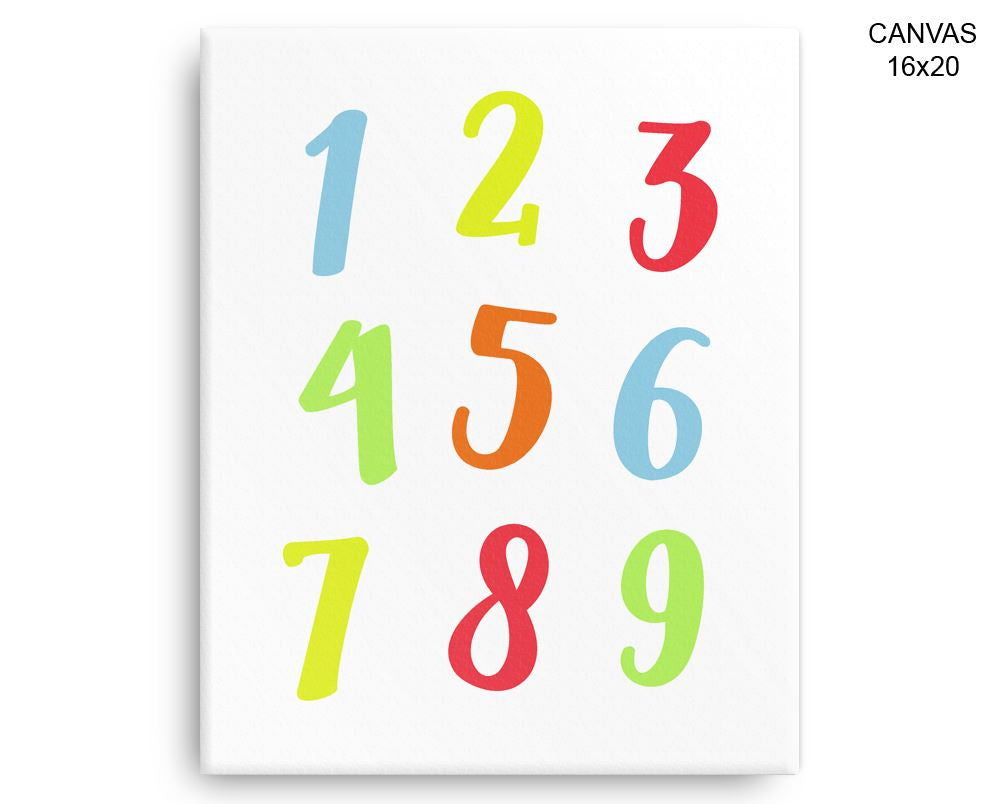 Numbers Digits Print, Beautiful Wall Art with Frame and Canvas options available Nursery Decor