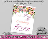 Days Until I Do in Watercolor Flowers Bridal Shower White And Pink Theme, days until i do sign, modern calligraphy, shower activity - 9GOY4 - Digital Product