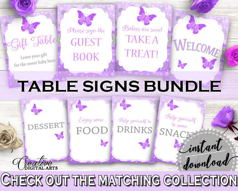 Table Signs Baby Shower Table Signs Butterfly Baby Shower Table Signs Baby Shower Butterfly Table Signs Purple Pink party planning 7AANK - Digital Product
