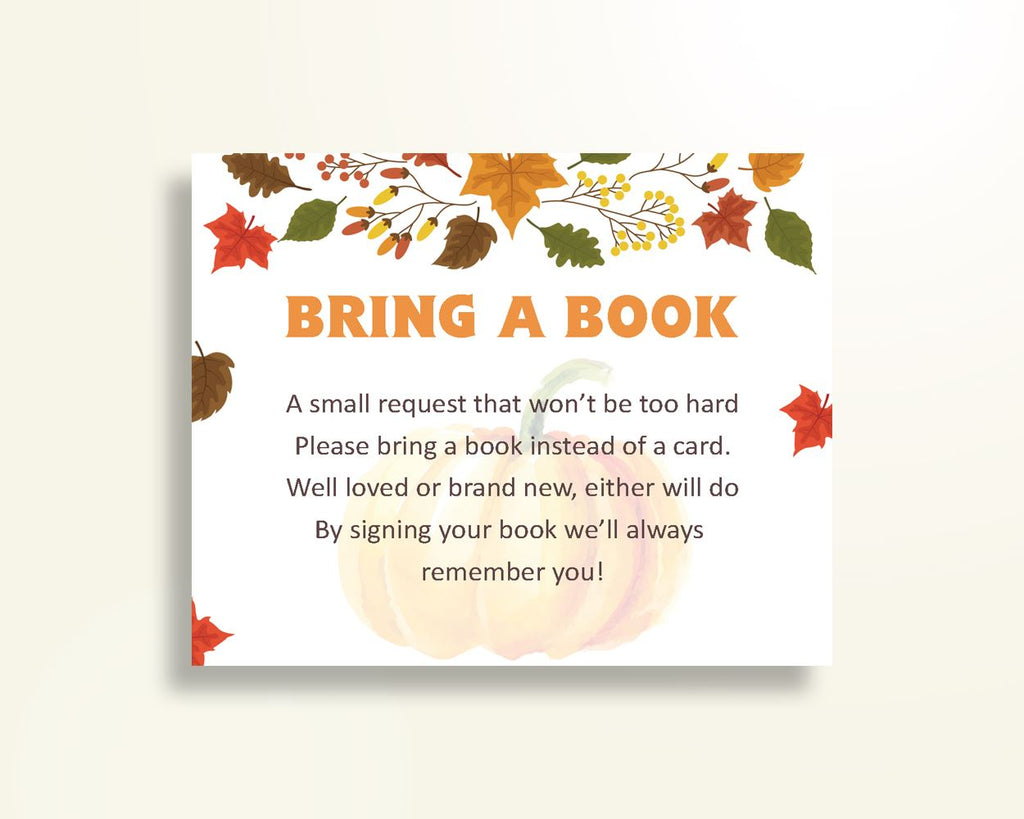 Bring A Book Baby Shower Bring A Book Autumn Baby Shower Bring A Book Baby Shower Pumpkin Bring A Book Orange Brown instant download OALDE - Digital Product