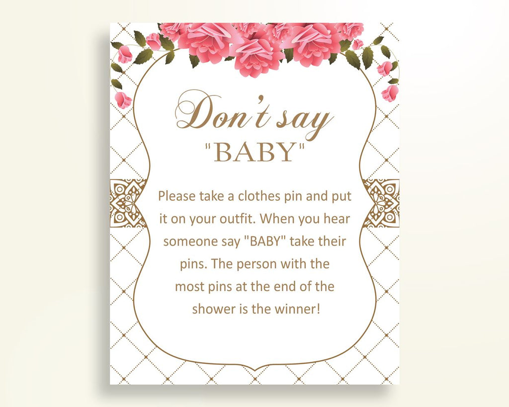 Dont Say Baby Baby Shower Dont Say Baby Roses Baby Shower Dont Say Baby Baby Shower Roses Dont Say Baby Pink White party stuff U3FPX - Digital Product
