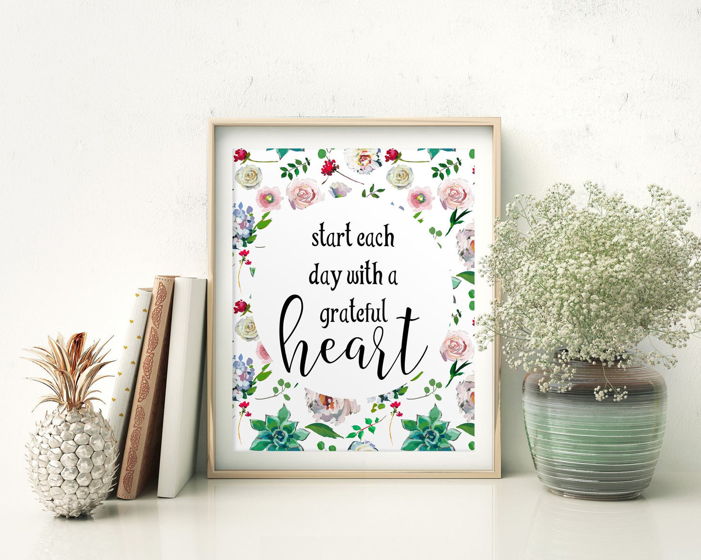 Wall Art Start Each Day With A Grateful Heart Digital Print Start Each Day With A Grateful Heart Poster Art Start Each Day With A Grateful - Digital Download