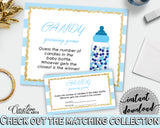 CANDY GUESSING GAME printable sign and tickets for baby shower with blue and white stripes theme, Jpg Pdf, instant download - bs002