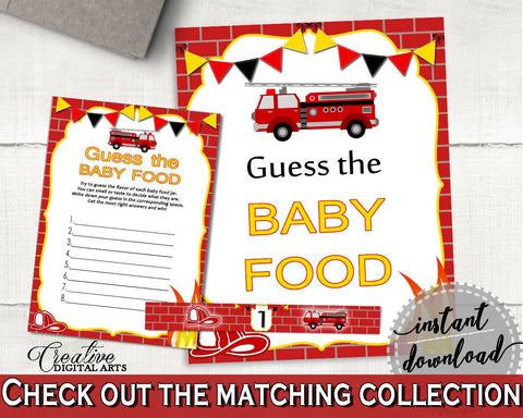 Baby Food Guessing Baby Shower Baby Food Guessing Fireman Baby Shower Baby Food Guessing Red Yellow Baby Shower Fireman Baby Food LUWX6 - Digital Product