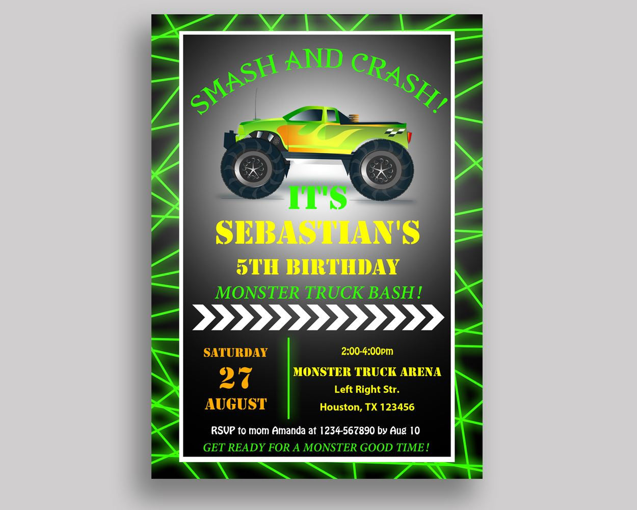 Monster Truck Birthday Invitation Monster Truck Birthday Party Invitation Monster Truck Birthday Party Monster Truck Invitation Boy B8YPS - Digital Product