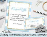 Baby shower DIAPER RAFFLE printable insert card with blue and white stripes theme, digital Jpg Pdf, instant download - bs002