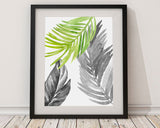 Leaves Framed Print Available Watercolor Canvas Print Available Leaves  Printed Watercolor black white tropical leaves green watercolor - Digital Download