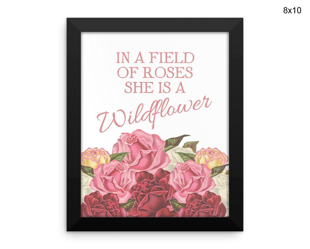 Wildflower Print, Beautiful Wall Art with Frame and Canvas options available Quote Decor