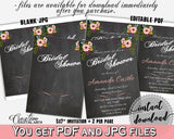 Chalkboard Flowers Bridal Shower Editable Bridal Shower Invitation in Black And Pink, shower invitation, digital print, prints - RBZRX - Digital Product