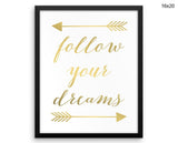 Gold Dreams Print, Beautiful Wall Art with Frame and Canvas options available Present Decor