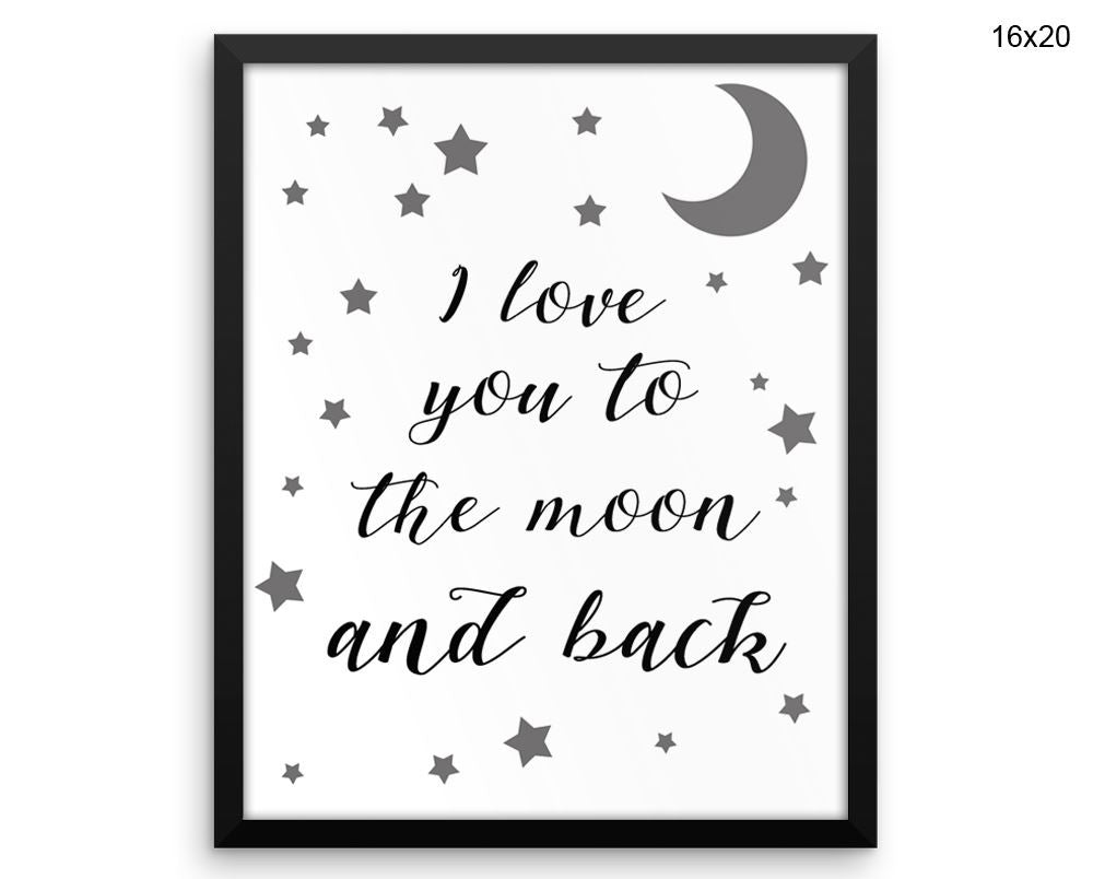 I Love You To The Moon And Back Print, Beautiful Wall Art with Frame and Canvas options available